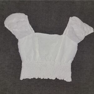 Urban Romantics Women's White Cotton Square Neck Crop Top Size Small